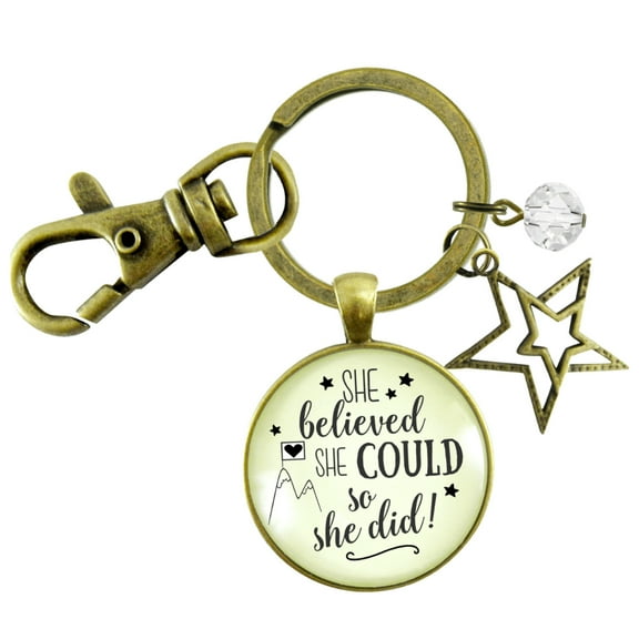 She Believed She Could So She Did Gutsy Goodness Bronze Metal Keychain Adult Female Jewelry