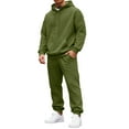 thumbnail image 3 of Hearthz Sweat Suits for Men 2 Piece Drawstring Fleece Athletic Jacket and Cargo Sweatpants Winter Mens Sweatsuits, 3 of 9