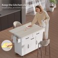 thumbnail image 4 of REDSASA Kitchen Island with Wheels & Adjustable Shelf, Storage Drop Leaf/Till Out Trash/Spice Rack/Towel Rack/Drawers, Kitchen Island Cart for Dining Room Living Room, White, 4 of 9