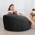 thumbnail image 2 of Yeshouse Sillón tipo puf, puf gigante de 1,20 m para adultos y adolescentes, puf relleno de espuma con funda de terciopelo, gran puf redondo y suave, sofá tipo puf para sala de estar, 2 of 7