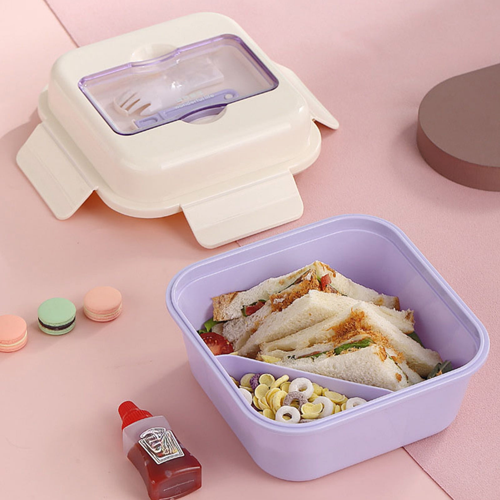 Werulen Microwave Safe Bento Box Sealed Compartment Divided,Home Office Picnic Fruit Meal Storage,Lunch Box Container,Food Storage Case,Microwave Meal Box