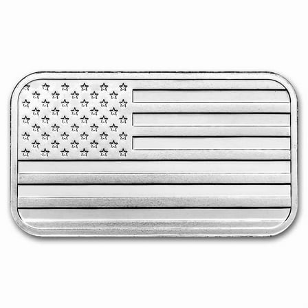 1 oz Silver Bar - American Flag Design (Eagle Back)