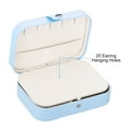 thumbnail image 4 of Uxcell Travel Jewelry Case Small Jewelry Organizer Portable Jewelry Box Double Layer to Store Rings Earrings, Light Blue, 4 of 5