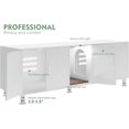 thumbnail image 4 of Litter Box Enclosure for 2 Cats, Cat Litter Box Enclosure Furniture with Double Room, Wooden Litter Box Furniture with Cat Door, White with Legs, 4 of 6