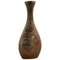thumbnail image 2 of Benzara Ceramic Trumpet Mouth Bellied Oval Long Neck Vase In Ribbed Distressed Copper Finish, 2 of 2
