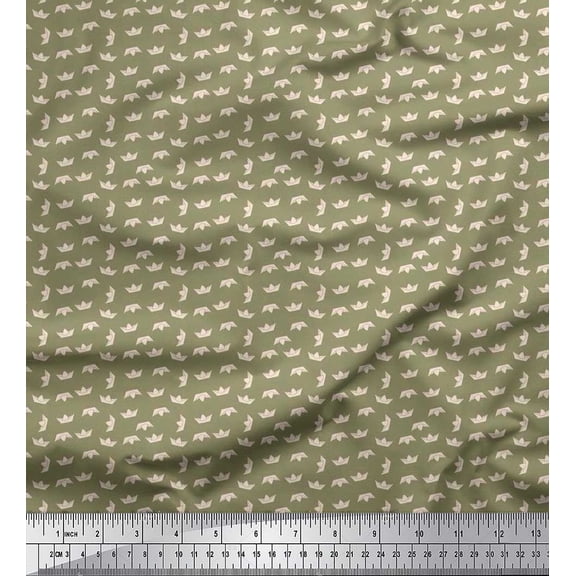 Soimoi Silk Fabric Paper Boat Art & Craft Print Sewing Fabric Yard 42 Inch Wide