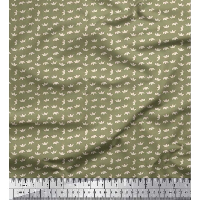 Soimoi Modal Satin Fabric Paper Boat Art & Craft Decor Fabric Printed Yard 42 Inch Wide