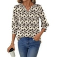 thumbnail image 4 of UVN Summer V Neck Womens Blouses Dressy Casual 3/4 Sleeve Shirts Ladies Tunic Tops, 4 of 10