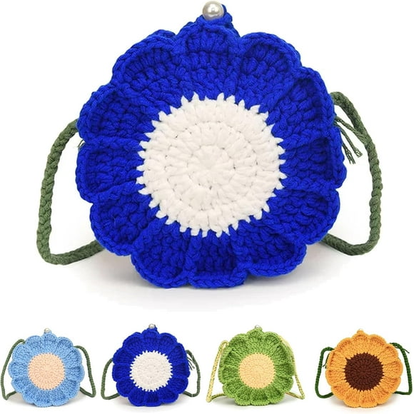 Bolso de crochet con margaritas hecho a mano, lindo bolso cruzado para niñas, bolso de punto para mujeres y niñas