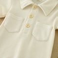 thumbnail image 6 of eileial Baby Boy Polo Romper Short Sleeve Solid Bodysuit Jumpsuit Collared Onsies Pique One-Piece Outfit,Beige 6-12 Months, 6 of 6