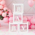 thumbnail image 1 of Baby Shower Boxes Party Decorations, 4-Pack Transparent Balloons Boxes Dcor with BABY Letters Blocks for Boys Girls Baby Shower Decorations Gender Rev, 1 of 4