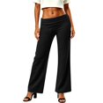 thumbnail image 5 of Fold Over Yoga Pants for Women Wide Leg High Waist Gym Stretch Fall Lounge For Sport Workout Yoga XL, 5 of 5