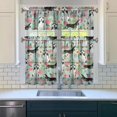 thumbnail image 4 of Tropical Floral & Palm Leaf Kitchen Curtains 3-Piece Set - Colorful Boho Tier Curtains for Small Windows, Farmhouse Valance Included, Machine Washable, 4 of 5