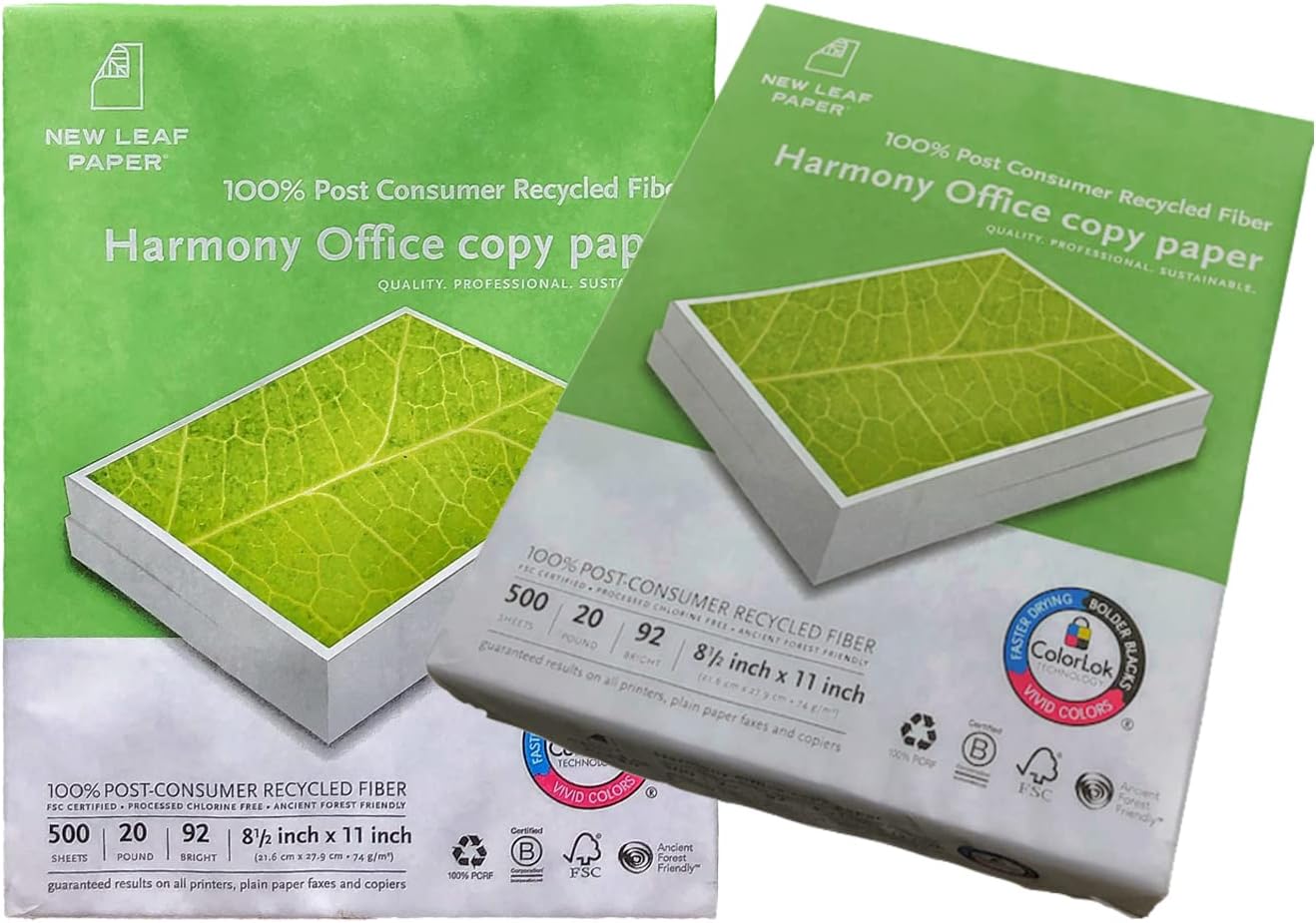 100 Recycled Printer Paper, 20 lb Harmony Multipurpose Copy Paper, 2 Reams (500 Sheets/Ream