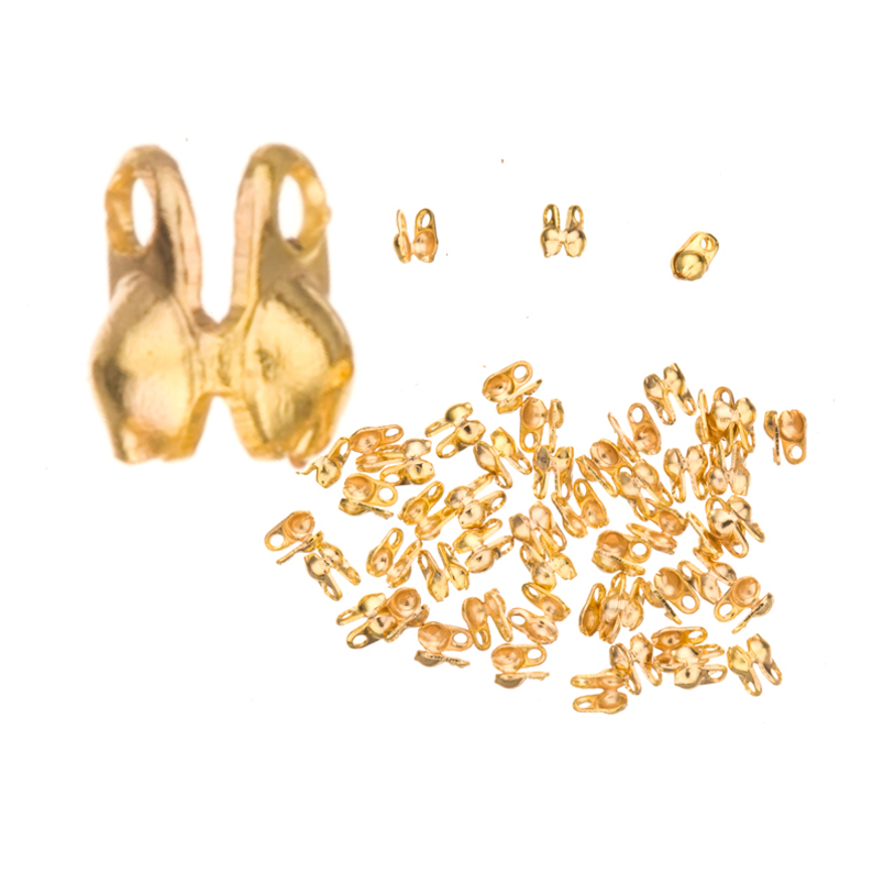 Side ClampOn Bead Tip, 16K GoldFinished Brass Clamshell Bead Tips 3