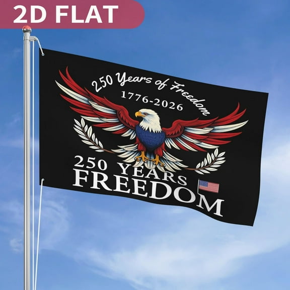1pc 2D FLAT 2026 American Patriotic 250 Years of Freedom Flag, 3x5FT Double Sided 4th of July American Flag Banner Signs
