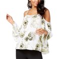 thumbnail image 1 of INC Blusa con hombros descubiertos y flores para mujer, amarillo, mediano, 1 of 1