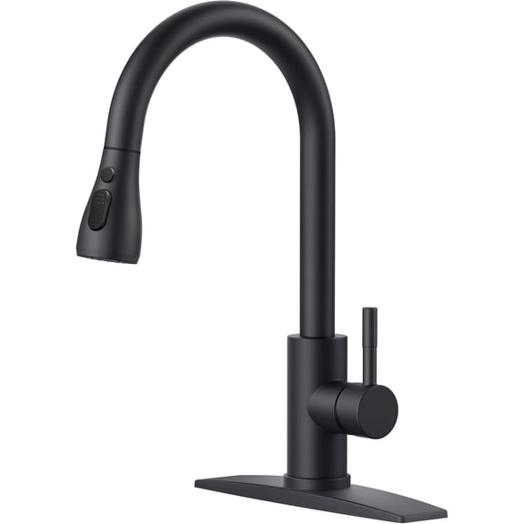 Black Kitchen Faucet with Pull Down Sprayer, High Arc Single Handle Classic Stainless Steel Sink Faucet 1 or 3 Hole, Suitable for Farmhouse Camper Laundry Rv Bar