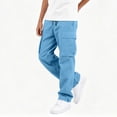 thumbnail image 3 of Guluxicc Boys Cargo Pants with Mutil Pockets Drawstring Elastic Waist Loose Casual Outdoor Hiking Trousers for Kids 5-15Years, 3 of 7