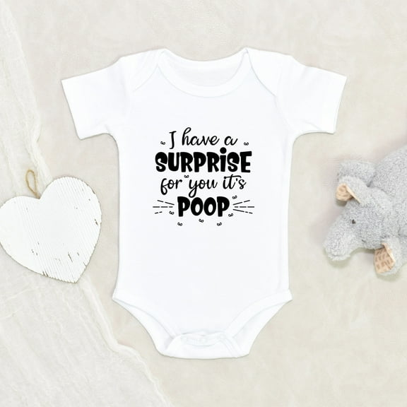 Newbabywishes - Have A Surprise Poop Pun Baby Clothes for Boys and Girls - Funny Baby Clothing