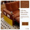 thumbnail image 5 of Kosynda 73"W Pull Out Couch with Charging and Cup Holder, 2 in 1 Convertible Sofa Bed with Storage Pockets, Folding Loveseat Sleeper Sofa for Living Room, Office, Small Space, Orange, 5 of 12