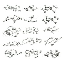 Shinysix Stainless Steel Body Jewelry Piercing Kit with 85pcs Nose, Lip, Tongue, Eyebrow, Tragus, Navel, and Belly Ring BarbellsComplete Set for All Body Piercings