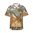 thumbnail image 1 of Fotbe Skeleton Cowboy And Guitar Camisa Hawaiana para Hombre Unisex – Camisa Casual de Verano con Botones de Manga Corta de Algodón y Lino,XX-Large, 1 of 7