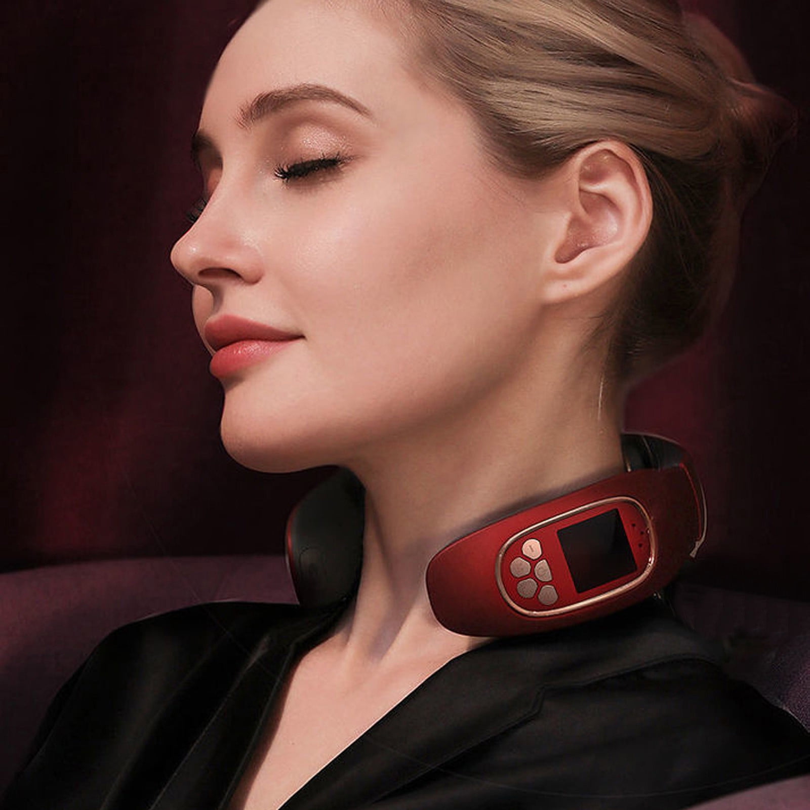 Werulen Neck Massager With Heat 4 Modes 15 Temperature Levels, Portable Electric Cervical Massage Device, Rechargeable Pain Relief for Shoulder Back, Holiday Gift for Partner Parents Office