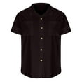 thumbnail image 4 of Womens Summer Short Sleeve Button Down Shirts Bussiness Casual Basic Blouses Tops Henley V Neck Pockets Tunic Tee, 4 of 5