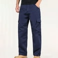 thumbnail image 4 of IROINNID Cargo Pants for Men Discount Cotton Solid Straight Leg Work Pants Casual Loose Fit Cargo Pants Cotton Comfy Trousers,Navy, 4 of 8