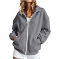 thumbnail image 2 of Womens Zip Up Hoodies 2026 Y2K Casual Long Sleeve Zipper Sweatshirts Fall Winter Comfy Track Jackets with Pockets, L, 2 of 6