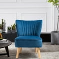 thumbnail image 2 of Costway Armless Accent Chair Modern Velvet Leisure Chair Single Upholstered Blue, 2 of 9