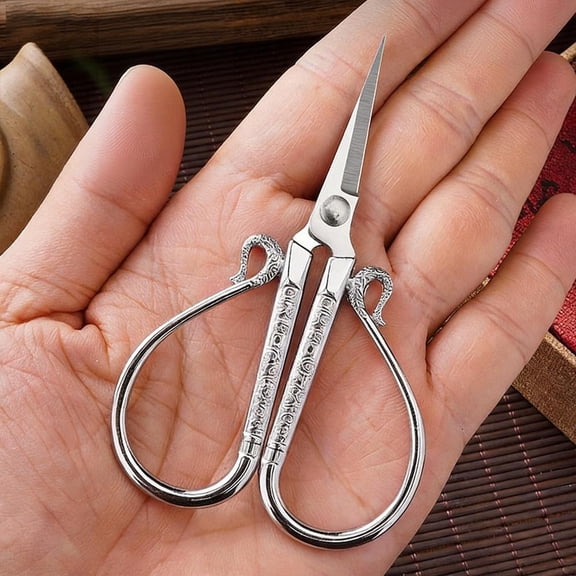 EXLEAF 4" Sharp Embroidery Scissors,Stainless Steel Small Scissors Vintage Sewing Scissors for Sewing,Crafting,Handcraft,Needlework Diy Tools Silver