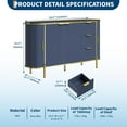 thumbnail image 2 of M optimized Modern Fluted Sideboard Cabinet, Oval Buffet Table with Curved Profile Sliding Doors, 3 Drawers and Adjustable Shelves, Faux Marble Top Coffee Bar for Dining Living Room, 2 of 7