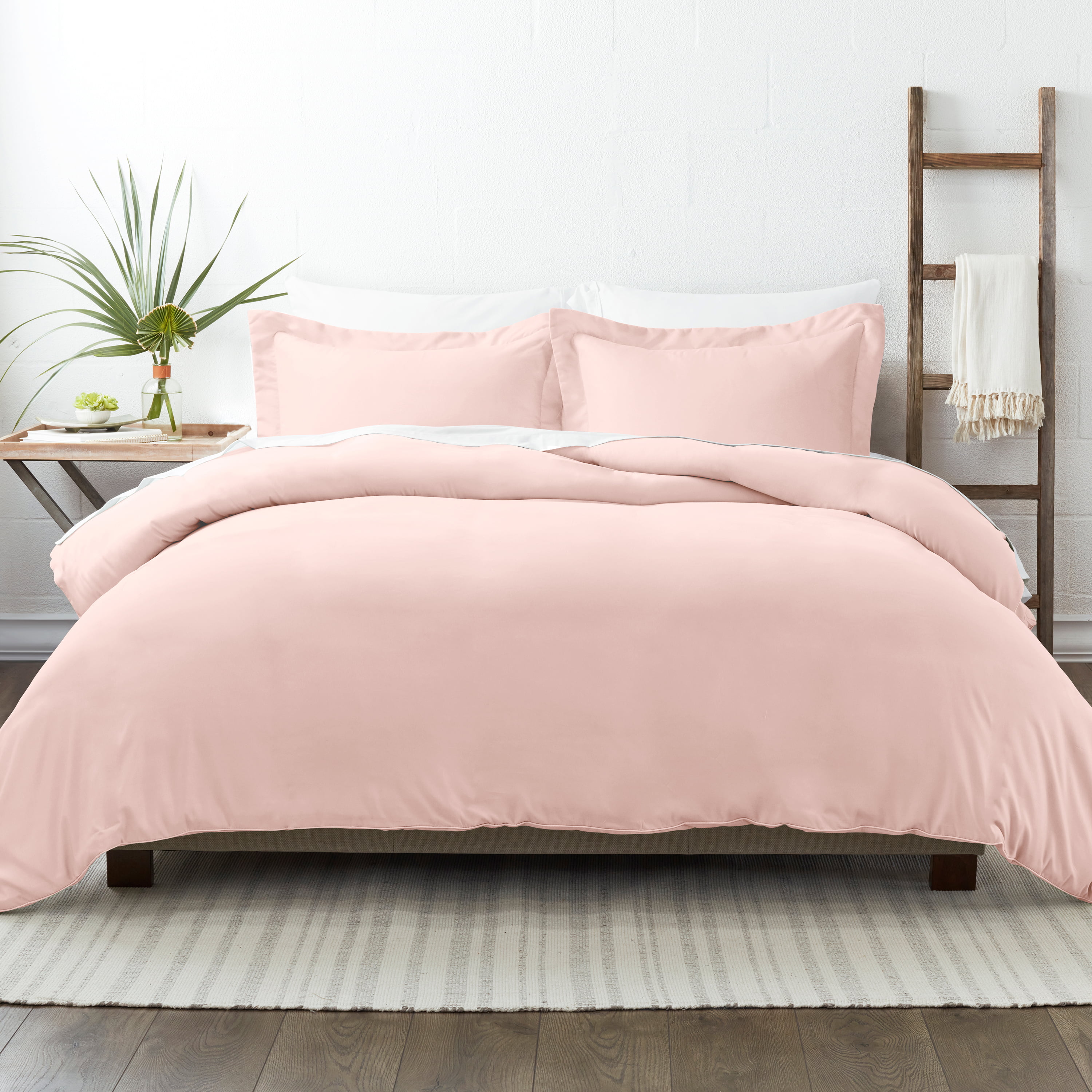NEW Blush Pink Pom Pom Printed Bedding Duvet Set Cover Pillowcases All Sizes 