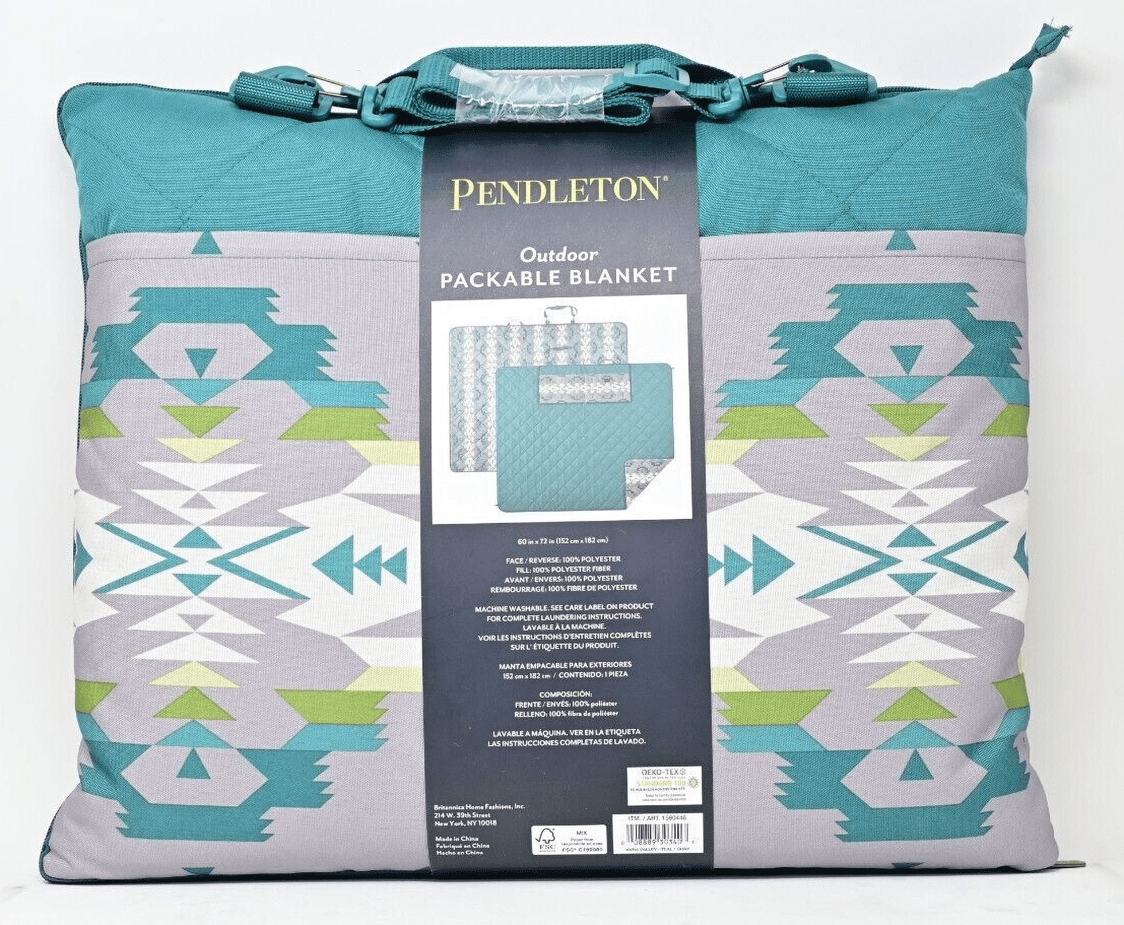 Pendleton Outdoor Packable Blanket 60 X 72 Avra Valley Teal Gray