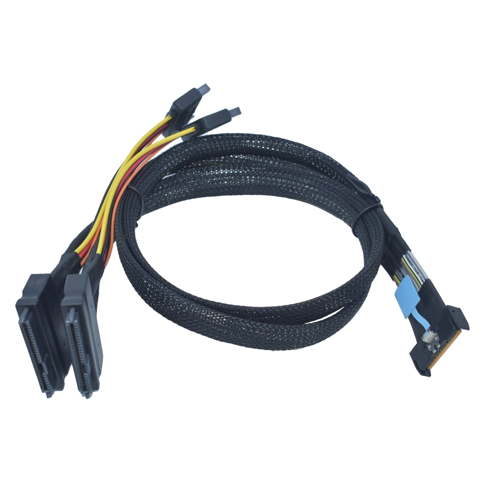 LetLinkSo PCIe 4.0 MCIO x8 to 2 x SFF-8639 Cable for U.2 NVMe SSD with 15Pin Power, 1.6ft(50 cm)
