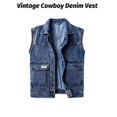 thumbnail image 3 of Denim Vest Men Vintage Casual Sleeveless Button Down Collared Jean Vest Jacket Outerwear with Pockets, 3 of 8