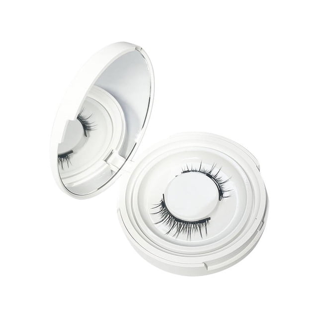 pestañas postizas magnéticas de imitación de pelo de visón, pestañas postizas, pestañas postizas ENTASSER EM07 en estuche blanco con espejo; par de pestañas magnéticas de aspecto natural y tiras curvadas, diseño magnético para fijación, compacto y portátil, adecuado para llevar en viajes.
