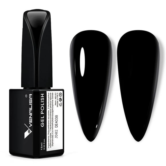 Esmalte de uñas en gel VENALISA negro, 15 ml, para manicura UV LED