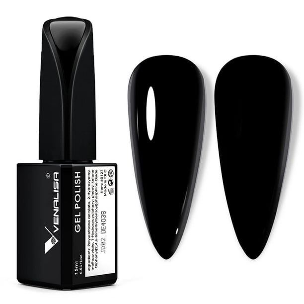 Esmalte de uñas en gel VENALISA negro, 15 ml, para manicura UV LED