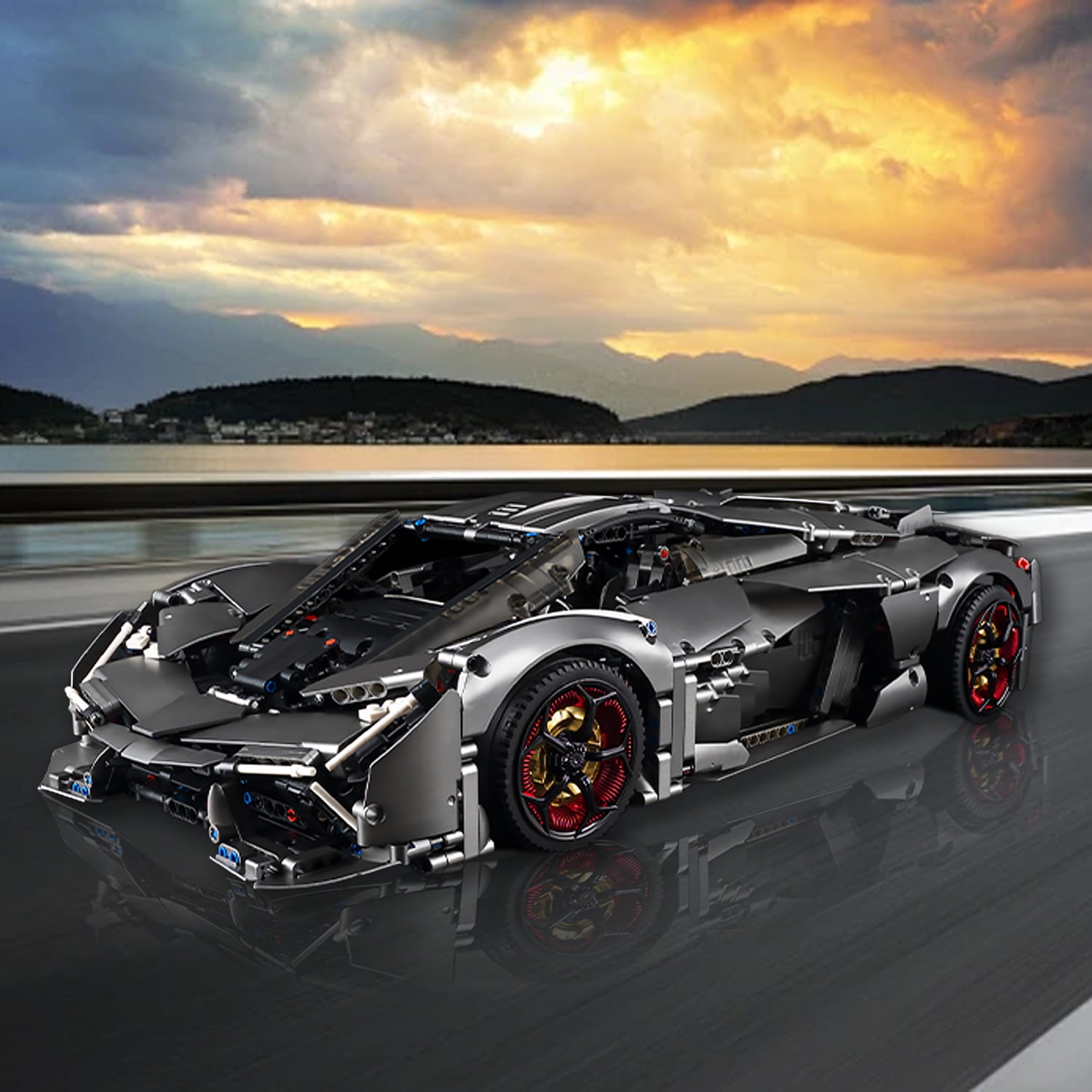 QOQ Adult Super Car Model Building Block, Cars Building Kits 1:8 Scale 22.4In Birthday Gift for Men