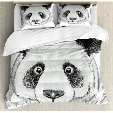 Animal Duvet Cover Set Asian Panda Fluffy Cute Fat Animal Hand