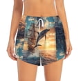 thumbnail image 2 of Gukieu Sailing Dancing Dolphin Print Women's Sports Shorts with Drawstring Elastic Waistband for Running, Yoga, Fitness-Large, 2 of 7