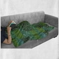 thumbnail image 6 of Floral Soft Flannel Fleece Throw Blanket, Green Tone Monochrome Nature Themed Pattern with Swrils, Cozy Plush for Indoor and Outdoor Use, 70" x 90", Emerald Jade Green, by Ambesonne, 6 of 6