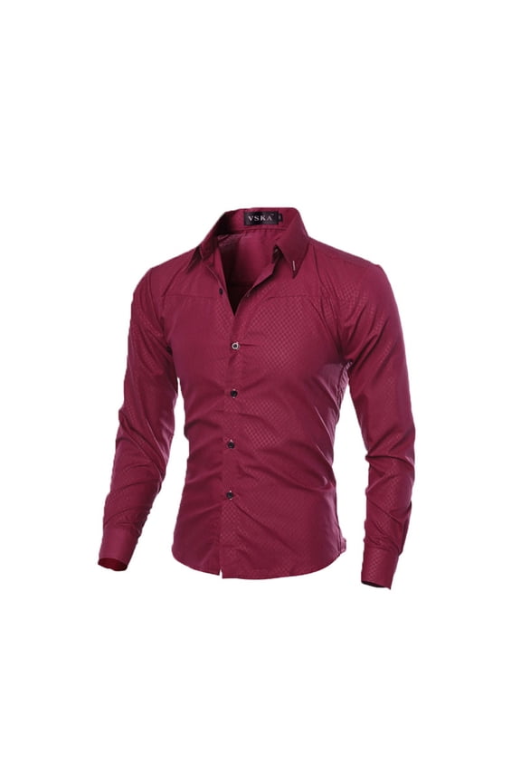 Fashion Men's Luxury Casual Shirts Slim Fit Dress Shirts Long Sleeve Button Tops