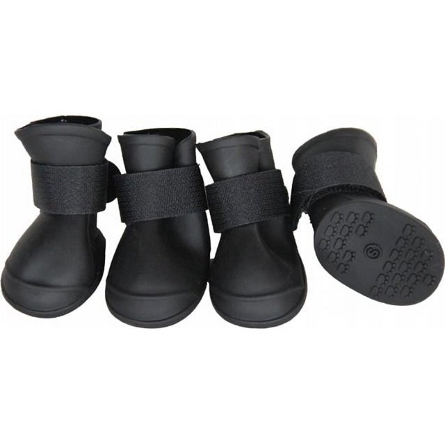 Pet Life F30BKSM Elastic Protective Multi-Usage All-Terrain Rubberized Dog Shoes, Black - Small