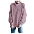 thumbnail image 2 of Ladies Fashion Sweater Solid Color High Neck Slim Fit Knit Sweater, Versatile and Warm, Ideal for Layering and Daily Casual Use,Light Purple,XL, 2 of 6