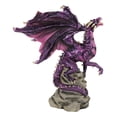 thumbnail image 6 of Fantasy Magenta Striped Behemoth Dragon Roaring On Volcanic Rock Mountain Statue, 6 of 8