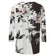 thumbnail image 5 of Pompotops T-shirt de Mode pour Femme Mi-Long Manches 3/4 Blouse Col Rond Hauts Décontractés Liquidation, 5 of 5